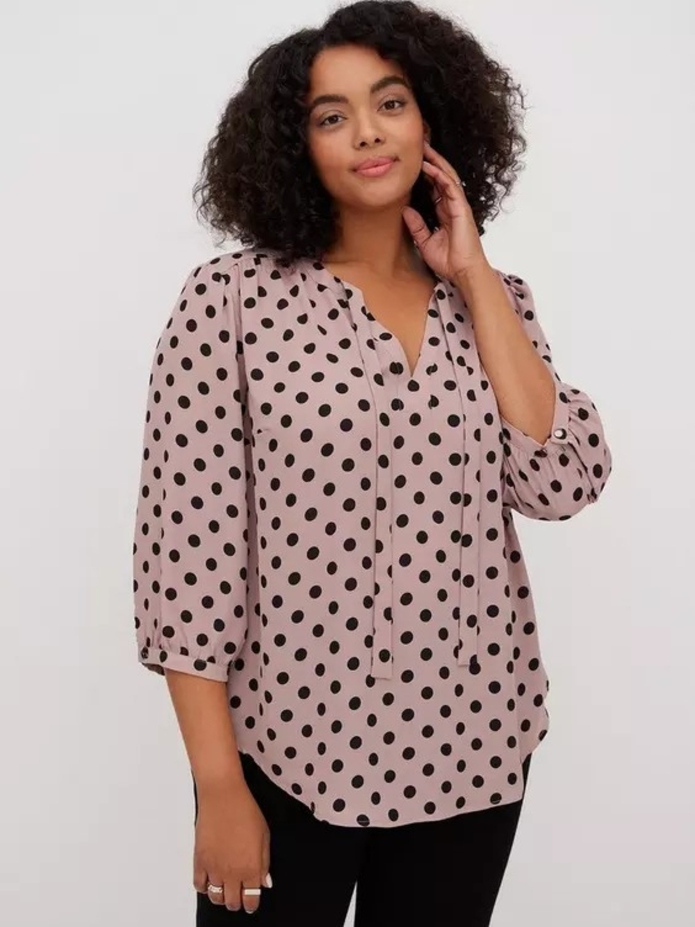 Chic Polka Dot Top with Black Leggings